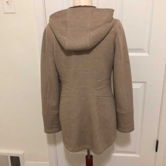 Sebby Collection Taupe Heathered/Nutmeg Colored Hooded Jacket - Size Medium - Picture 3 of 9